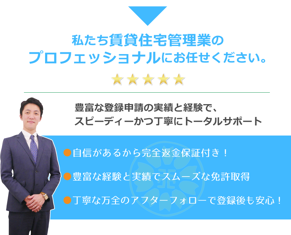 私たち賃貸住宅管理業登録のプロにお任せください